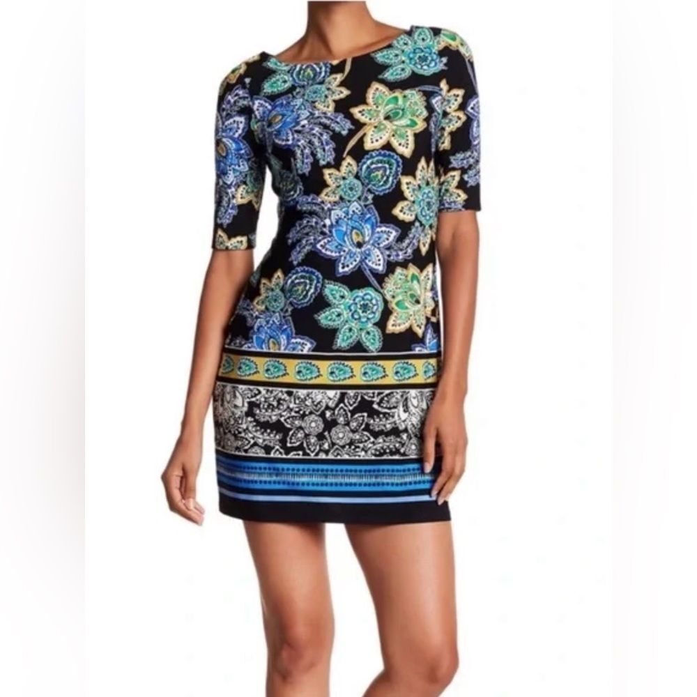 Eliza J Floral Print Midi Dress - Blue and Green